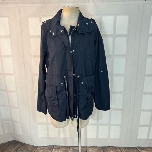 French Connection Navy Hooded Lightweight Water Resistant Fall Jacket Size XS - Picture 1 of 12